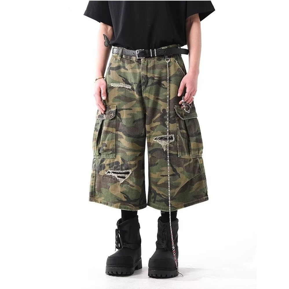 Men's Retro Workwear Pocket Camouflage Cargo Shorts