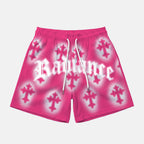 Cherry Blossom Pink Radiance Cross Graphic Mesh Athletic Shorts