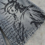 Men's Printed Pattern Loose Fit Denim Shorts Jorts