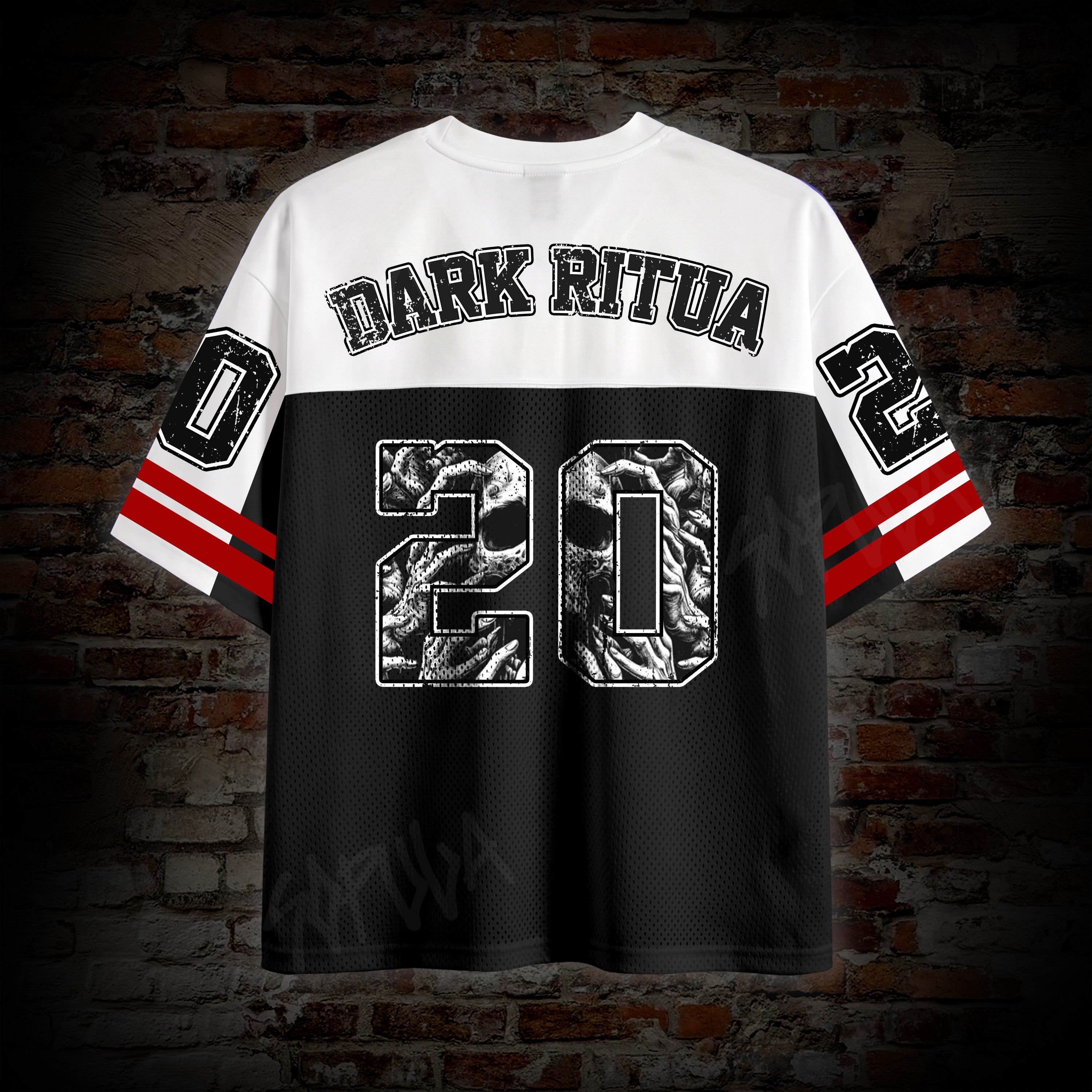 Heading To Hell Skull Net Jersey Graphic Mesh Jersey T-shirt