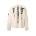Retro Waffle Skeleton Print Long-sleeved T-shirt