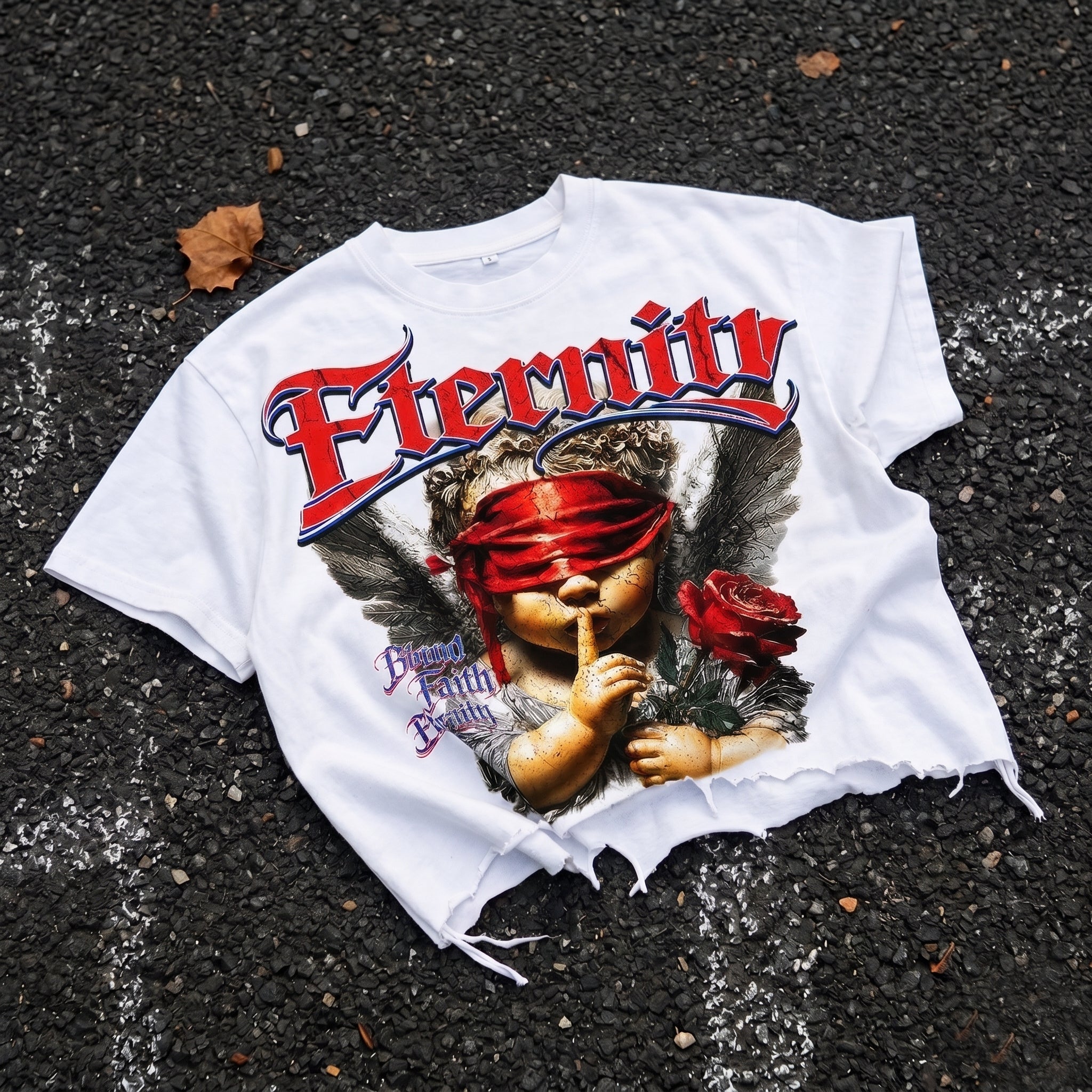 Eternity Angel Blindfold Graphic Ripped T-shirt