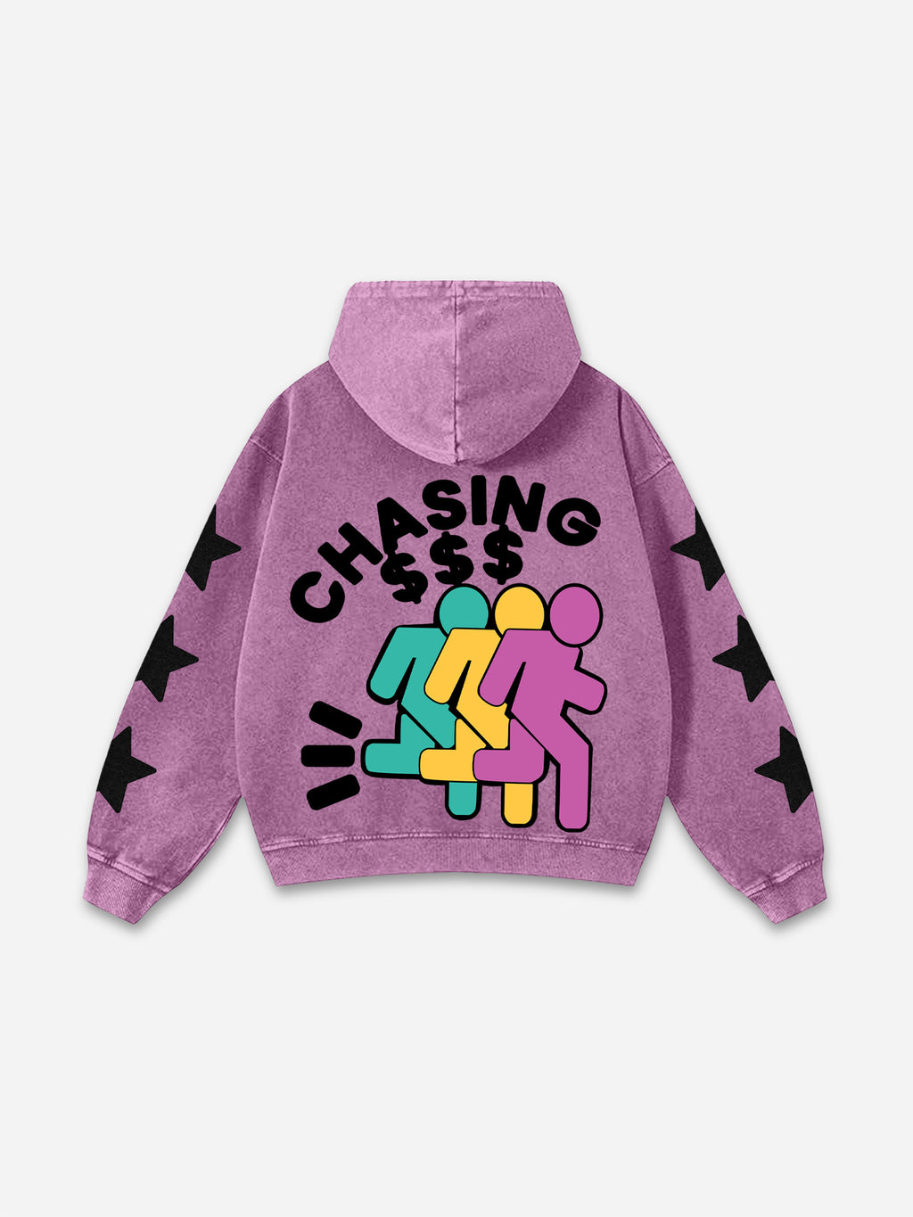 Vintage Chasing Money Graphic Acid Washed Oversized Hoodie