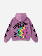Vintage Chasing Money Graphic Acid Washed Oversized Hoodie