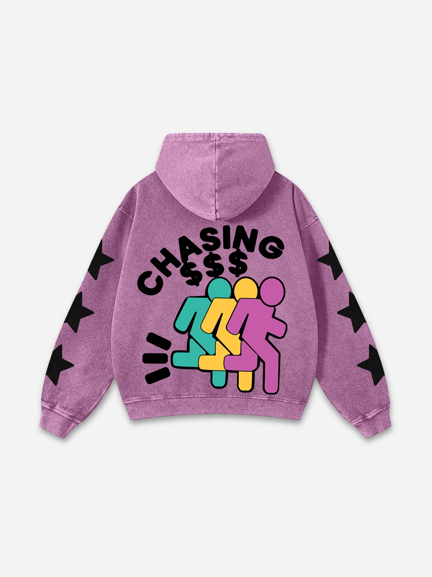 Vintage Chasing Money Graphic Acid Washed Oversized Hoodie