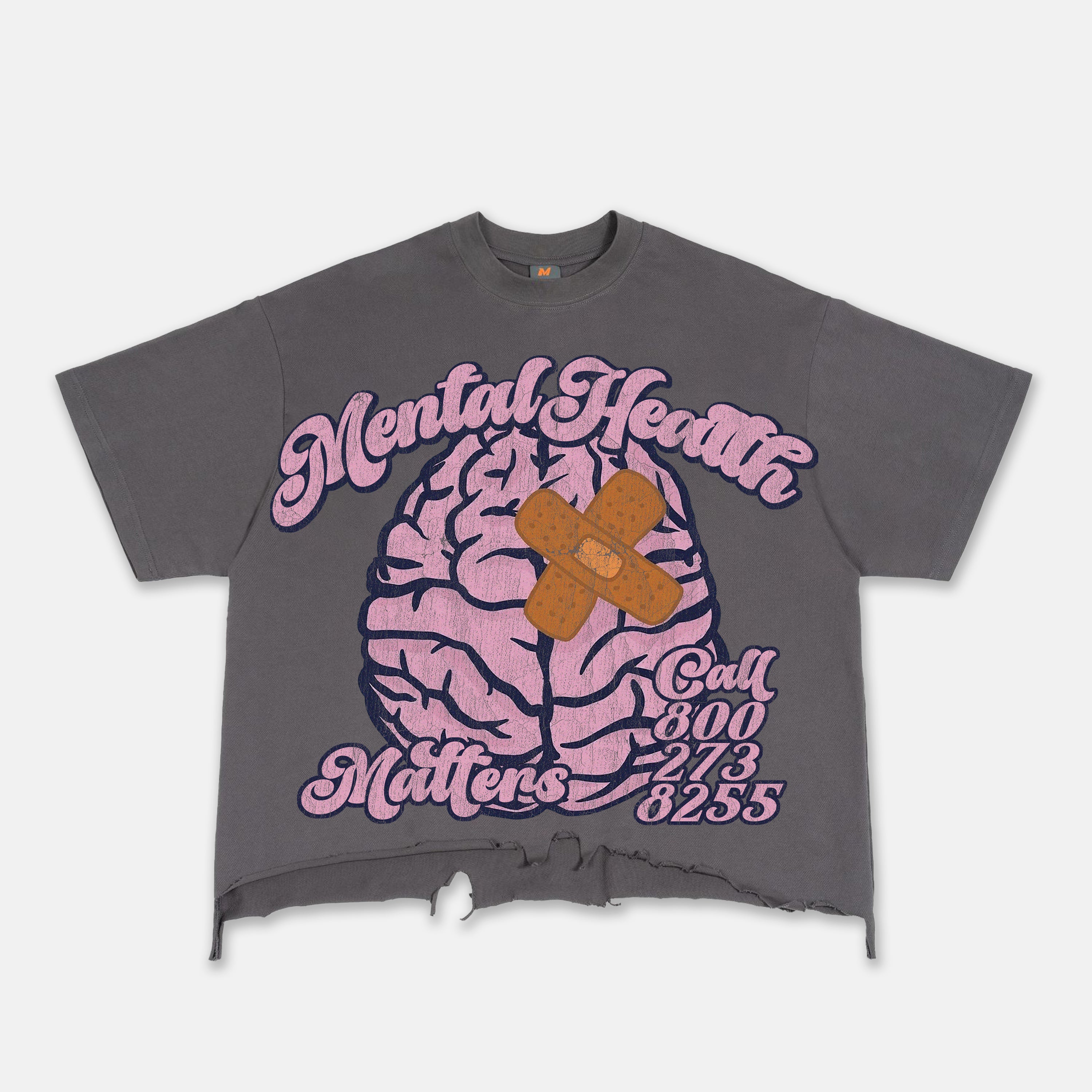 Mental Health Matters Healing Brain Graphic Ripped T-shirt