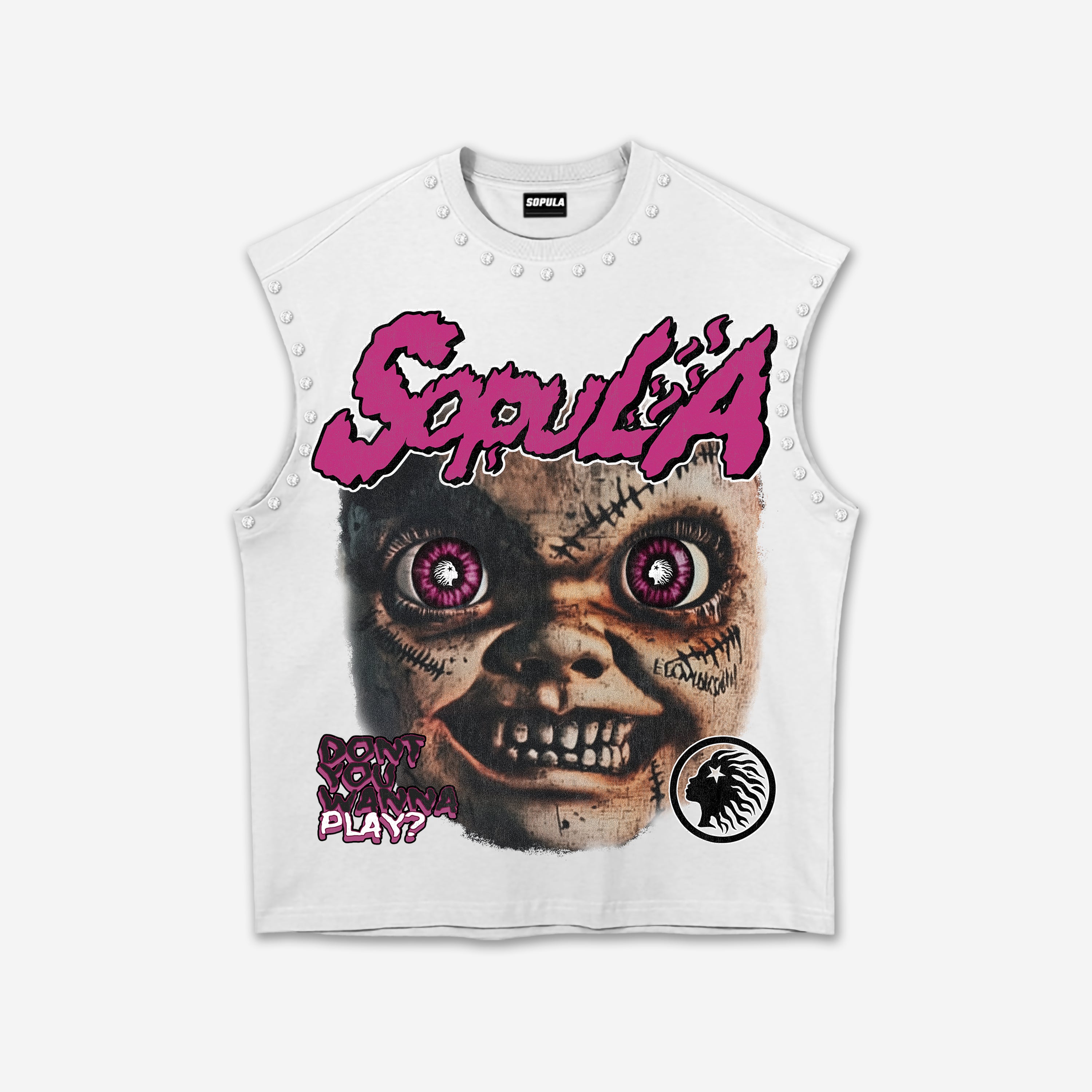 Sopula Don't You Wanna Play Evil Face Graphic Tank Top