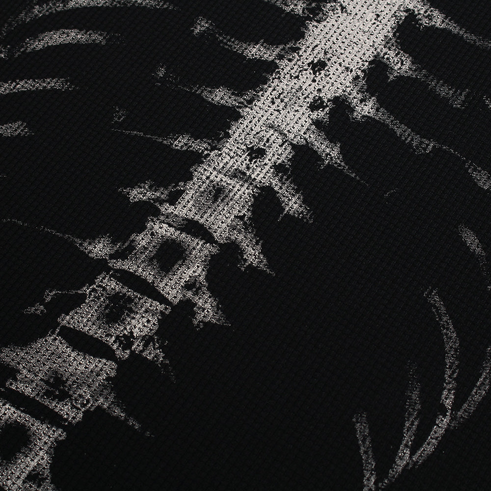 Retro Waffle Skeleton Print Long-sleeved T-shirt