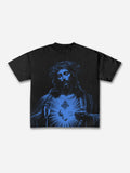 Vintage Jesus Print Round Neck T-shirt