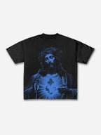 Vintage Jesus Print Round Neck T-shirt