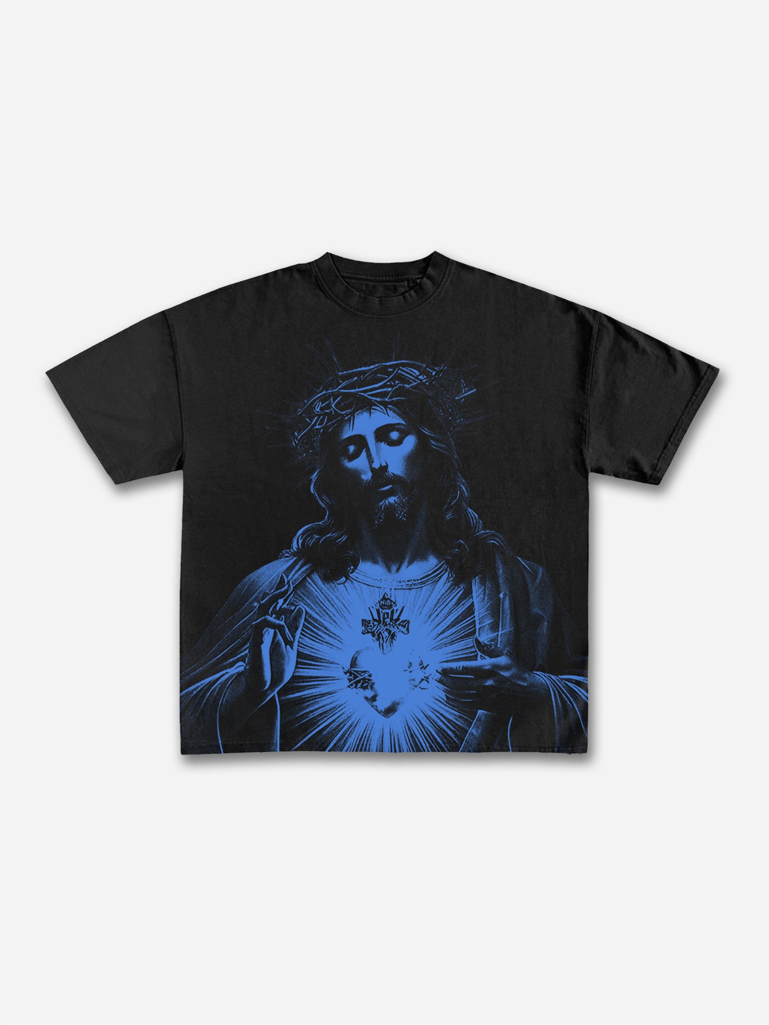 Vintage Jesus Print Round Neck T-shirt