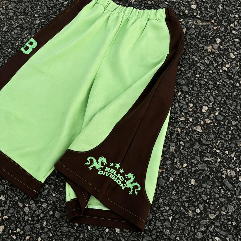 Dragon Pattern Patchwork Drawstring 3/4 Basketball Shorts