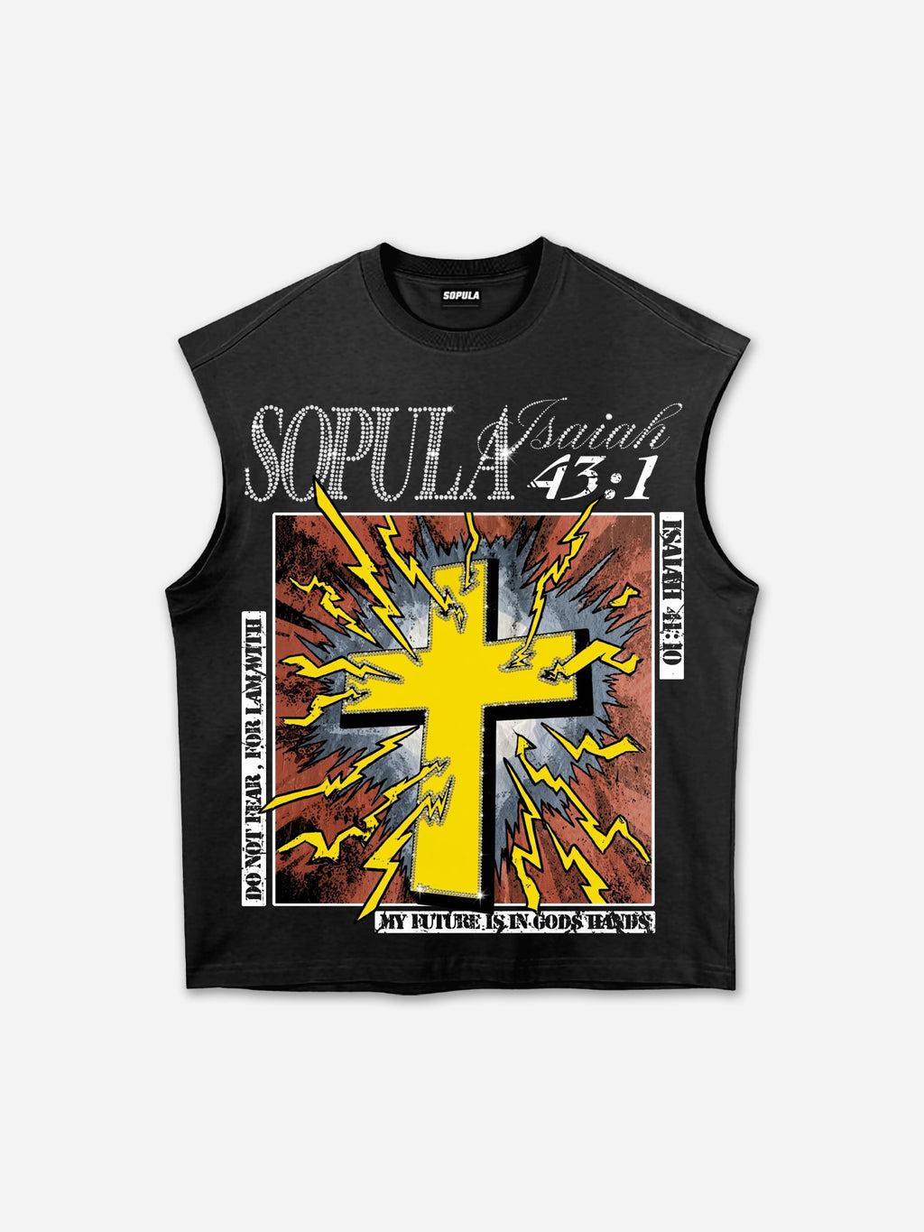 Isaiah 41：10 God Is With Me Vintage Cross Graphic Tank Top