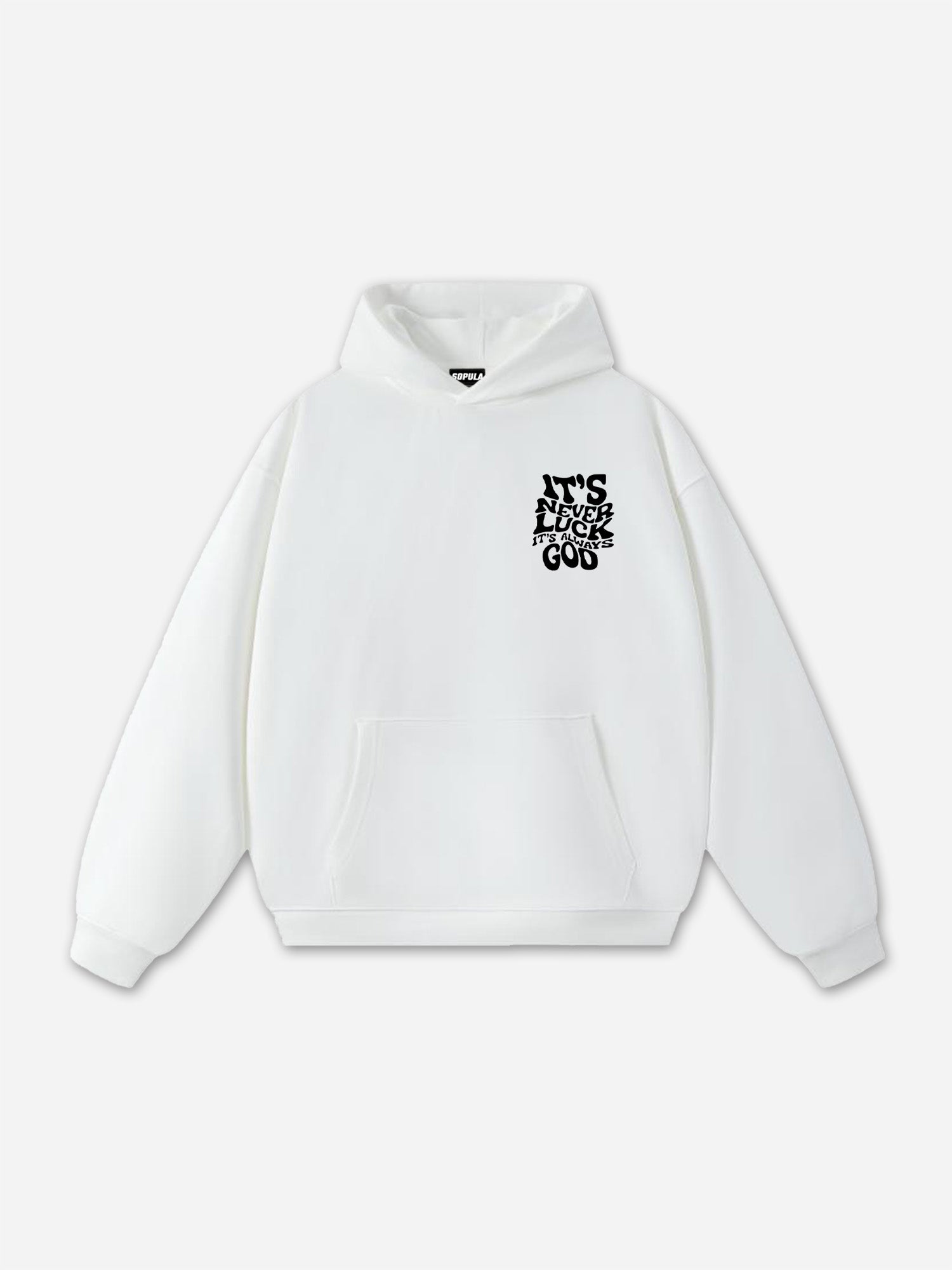 It's Never Luck, It's Always God Graphic Cotton Hoodie