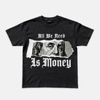 Retro Collage Requires Money And Wealth Graphic Cotton T-shirt