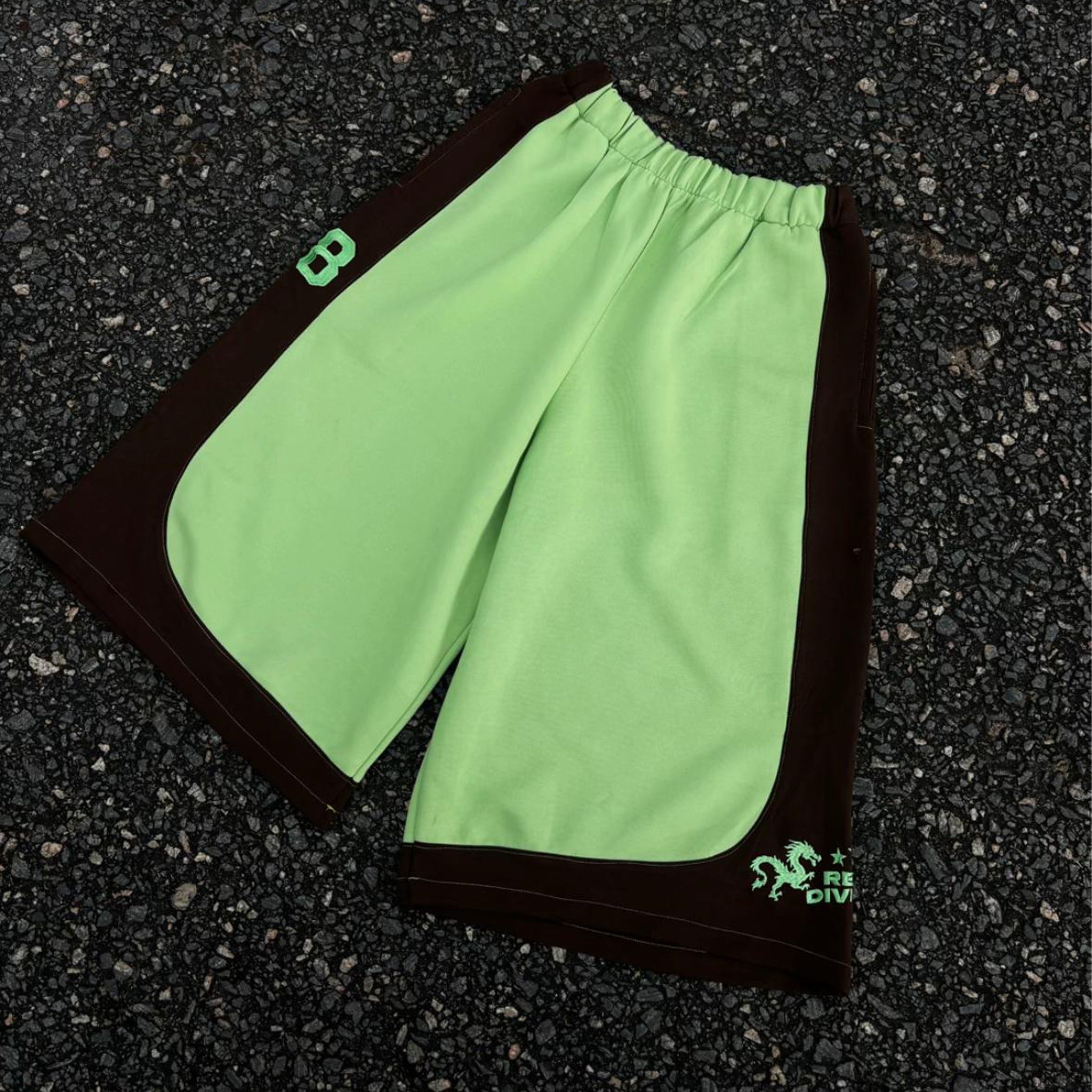 Dragon Pattern Patchwork Drawstring 3/4 Basketball Shorts