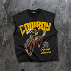 Cowboy Rodeo Dreams Tank Top & Letter Embroidered Denim Shorts Set