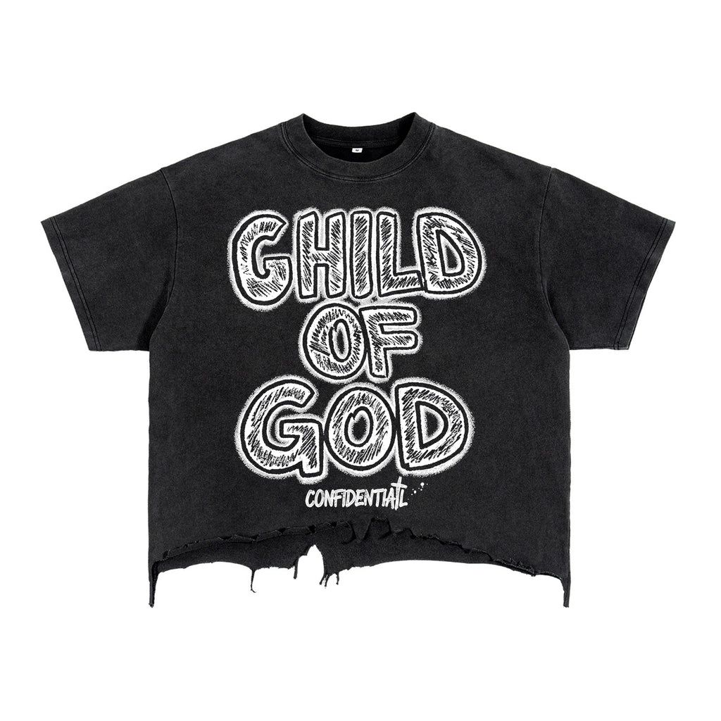 Jesus Child Of God Alphabet Graffiti Graphic Ripped T-shirt