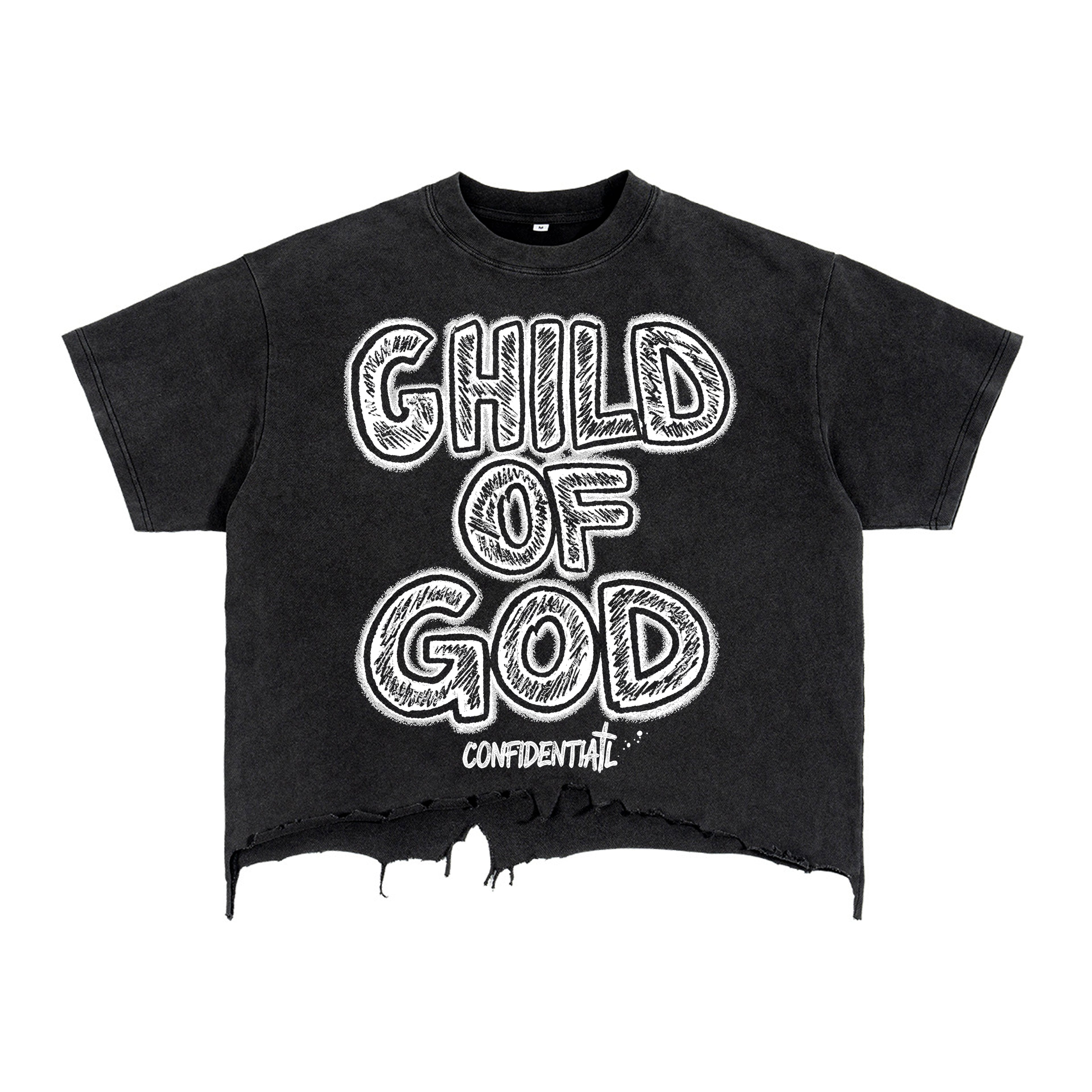 Jesus Child Of God Alphabet Graffiti Graphic Ripped T-shirt