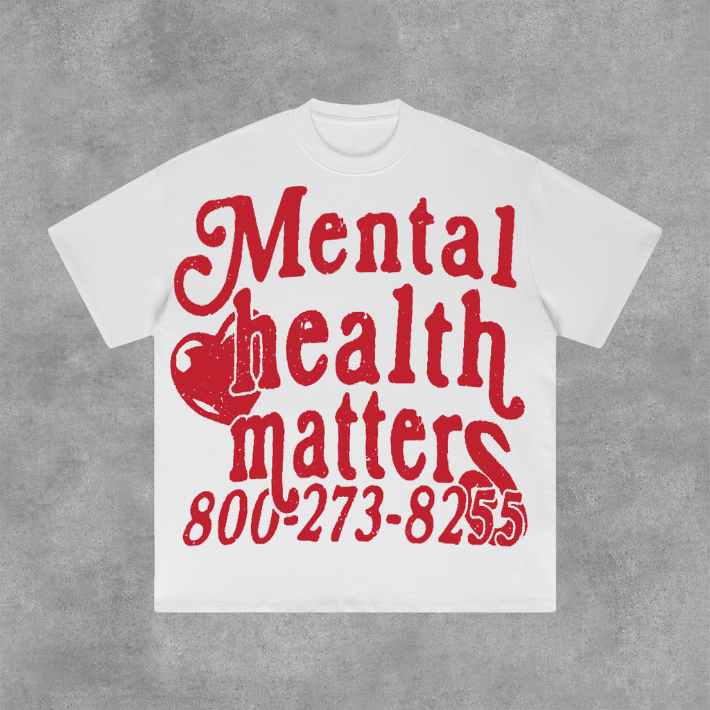 Vintage Mental Health Matters Graphic Short Sleeve T-Shirt