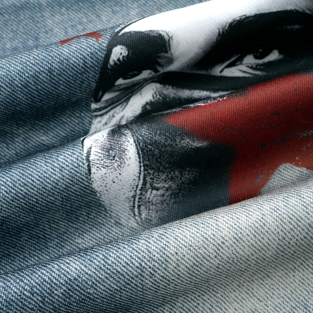 Men's Wide-leg Jeans With Star Chain Print
