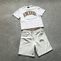 Fashion Leopard Print Letter Embroidered T-shirt And Shorts Two-piece Set