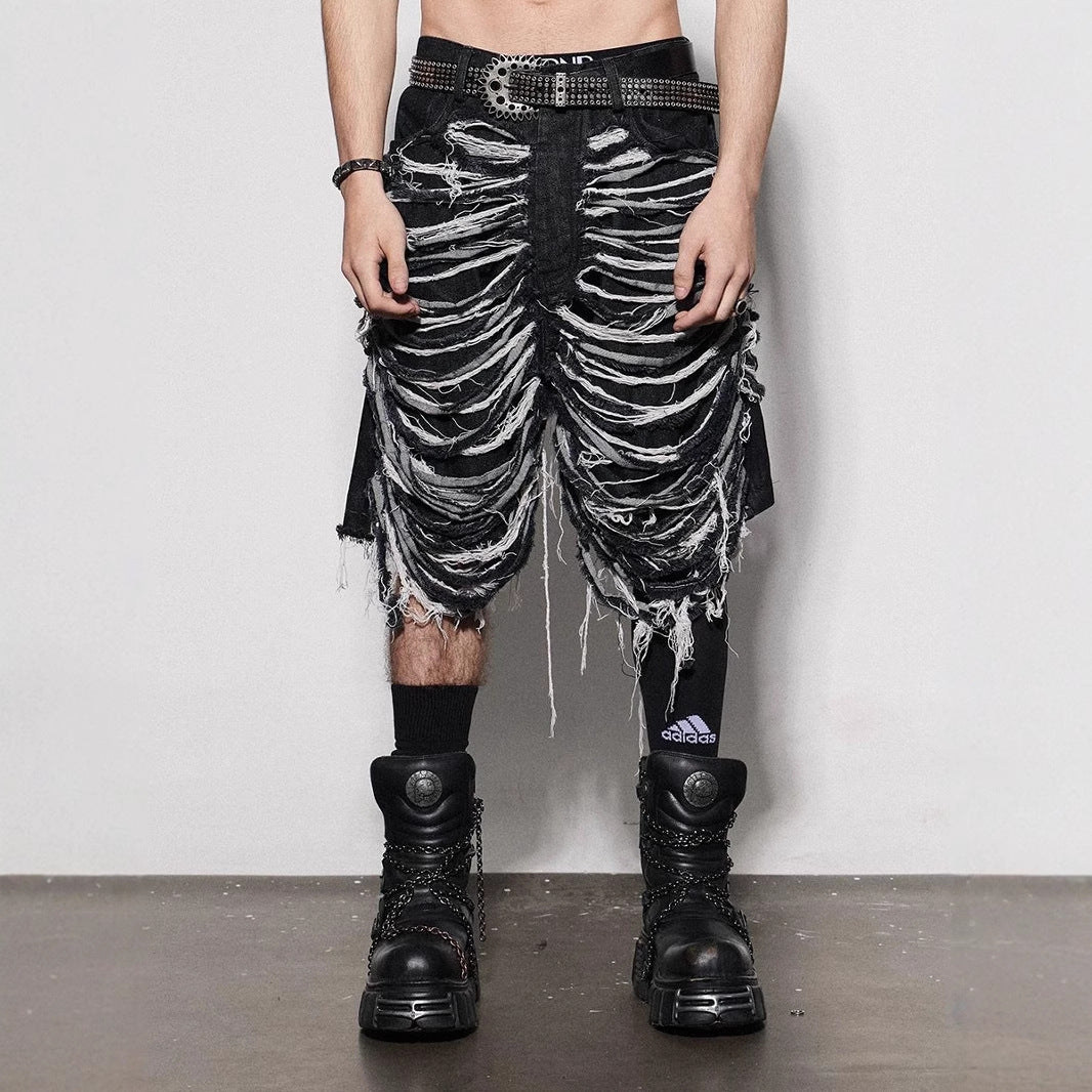 Men's Y2k Hip Hop Style Ripped Denim Shorts