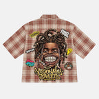 Street Graffiti Boy American Retro Style Graphic Plaid Jacket Shirt