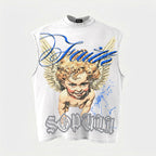 Sopula Faith Angel Vintage Graphic Rhinestone Tank Top