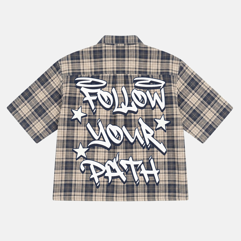 Street Leisure Follow Your Path Graphic Plaid Jacket Shirt