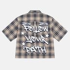 Street Leisure Follow Your Path Graphic Plaid Jacket Shirt