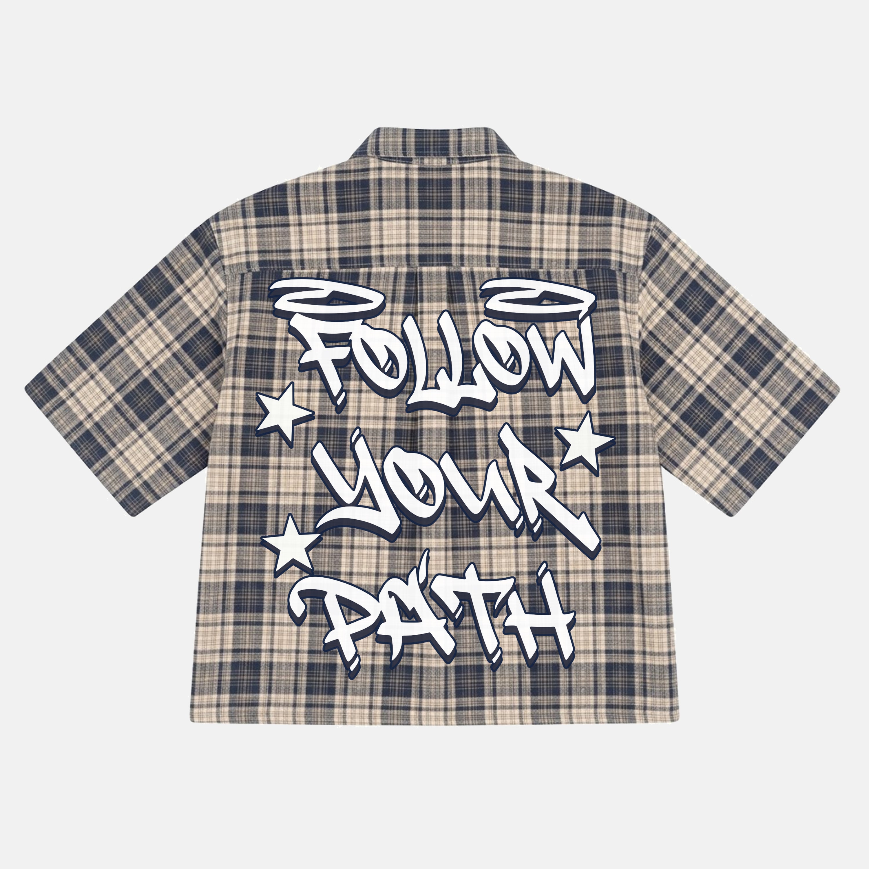 Street Leisure Follow Your Path Graphic Plaid Jacket Shirt