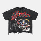 Saints Tears Retro Eye Graphic Crop Ripped T-shirt