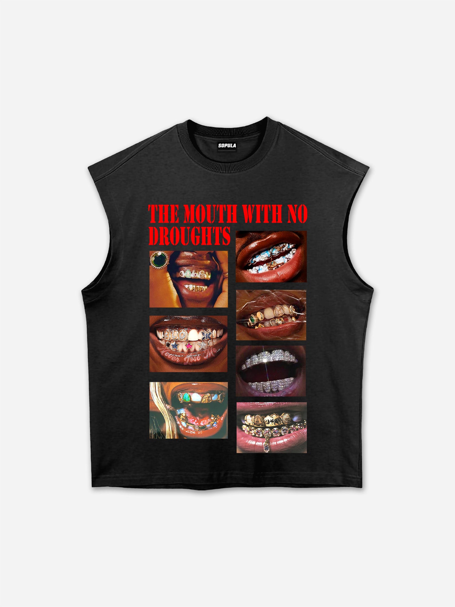 Stylish The Mouth With No Droughts Cotton Tank Top