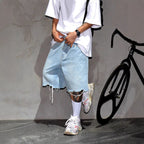 Men's Fashion Ripped Loose Denim Shorts Jorts