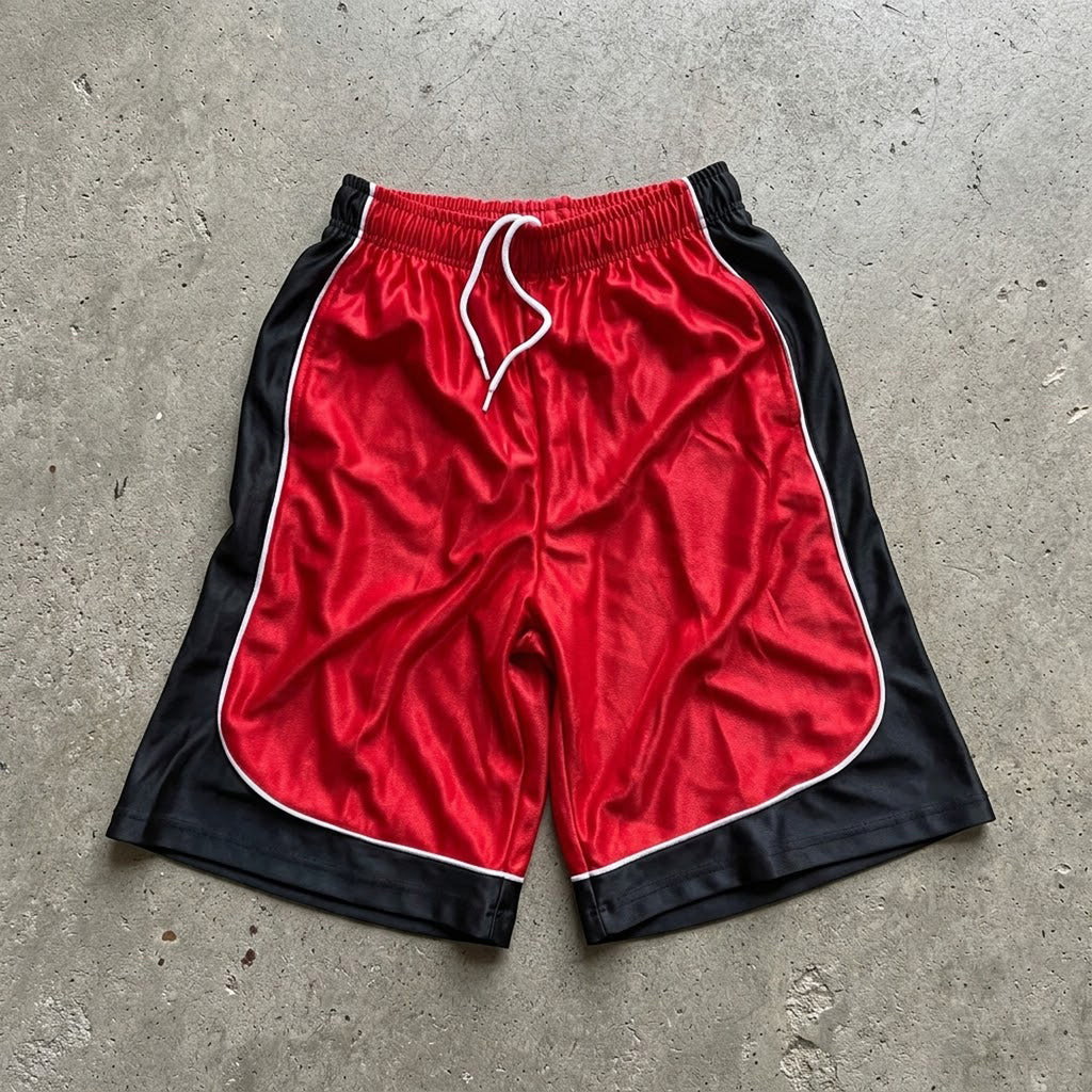Color-blocked Drawstring Casual 1/2 Shorts