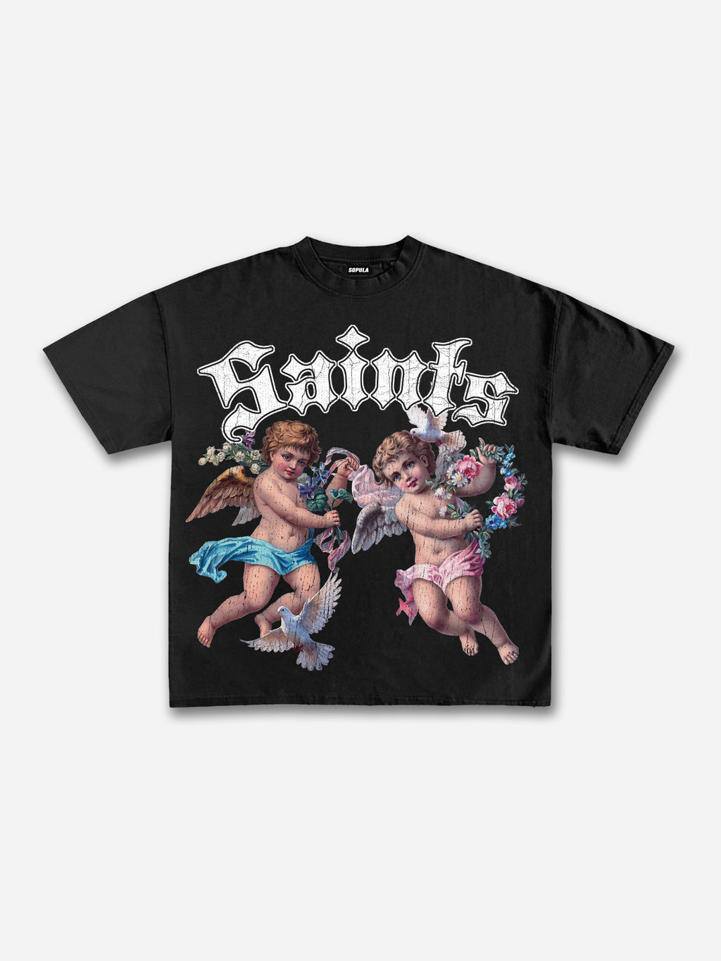 Saints Floral Angel Graphic Cotton T-shirt