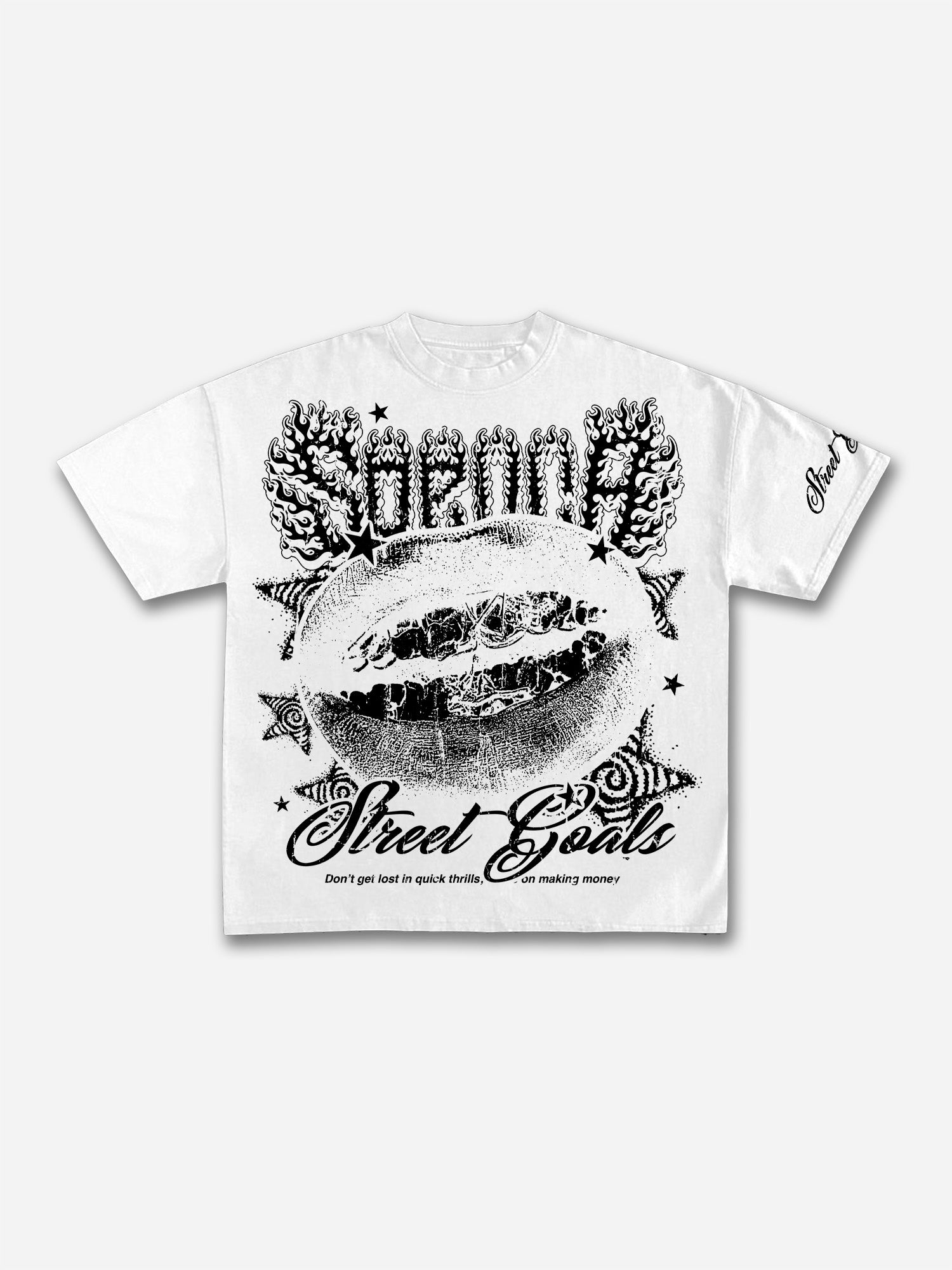 Street Goals Lip Braces Make Vintage Printed Graphic Cotton T-shirt