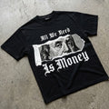 Retro Collage Requires Money And Wealth Graphic Cotton T-shirt