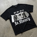Retro Collage Requires Money And Wealth Graphic Cotton T-shirt