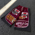 Tiger Badge Graphic Color Blocking Drawstring Shorts