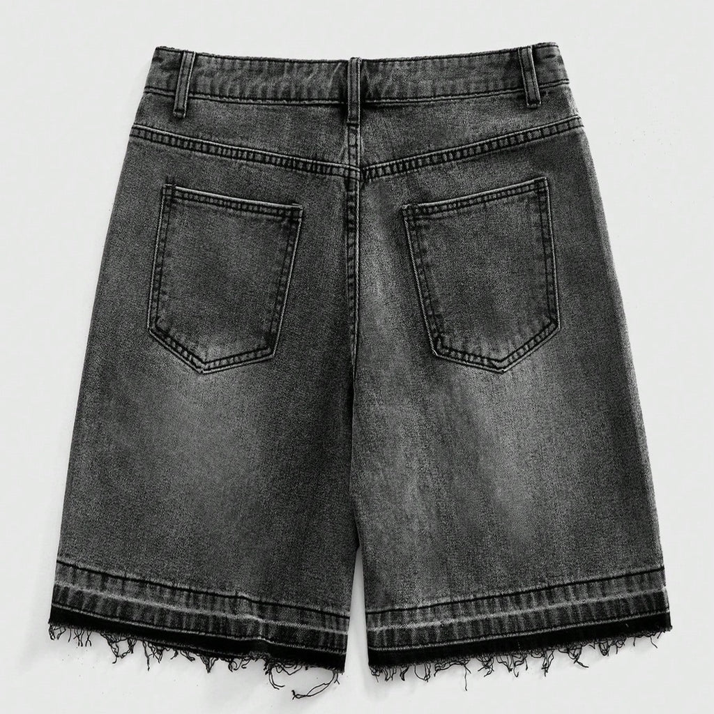 Vintage Y2k Trendy Letter Rhinestone Loose Denim Shorts