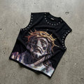 Rhinestone-embellished Tank Top With Diamond Jesus Print