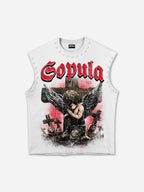 Angels Praying In Hell Vintage Graphic Rhinestone Tank Top