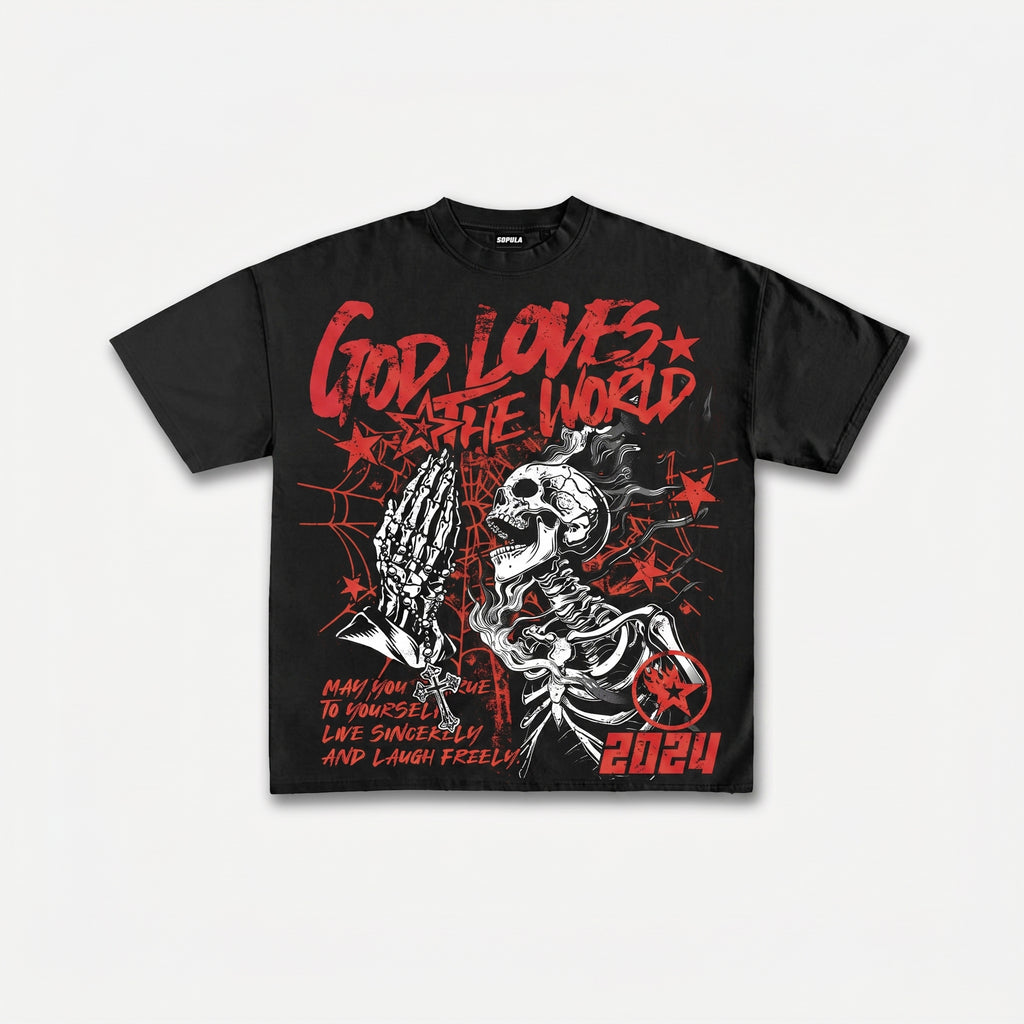 Street God Loves The World Graphic T-shirt