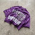 Camouflage Purple Motion Different Graphic Boxy Crop Crimped Edge T-shirt
