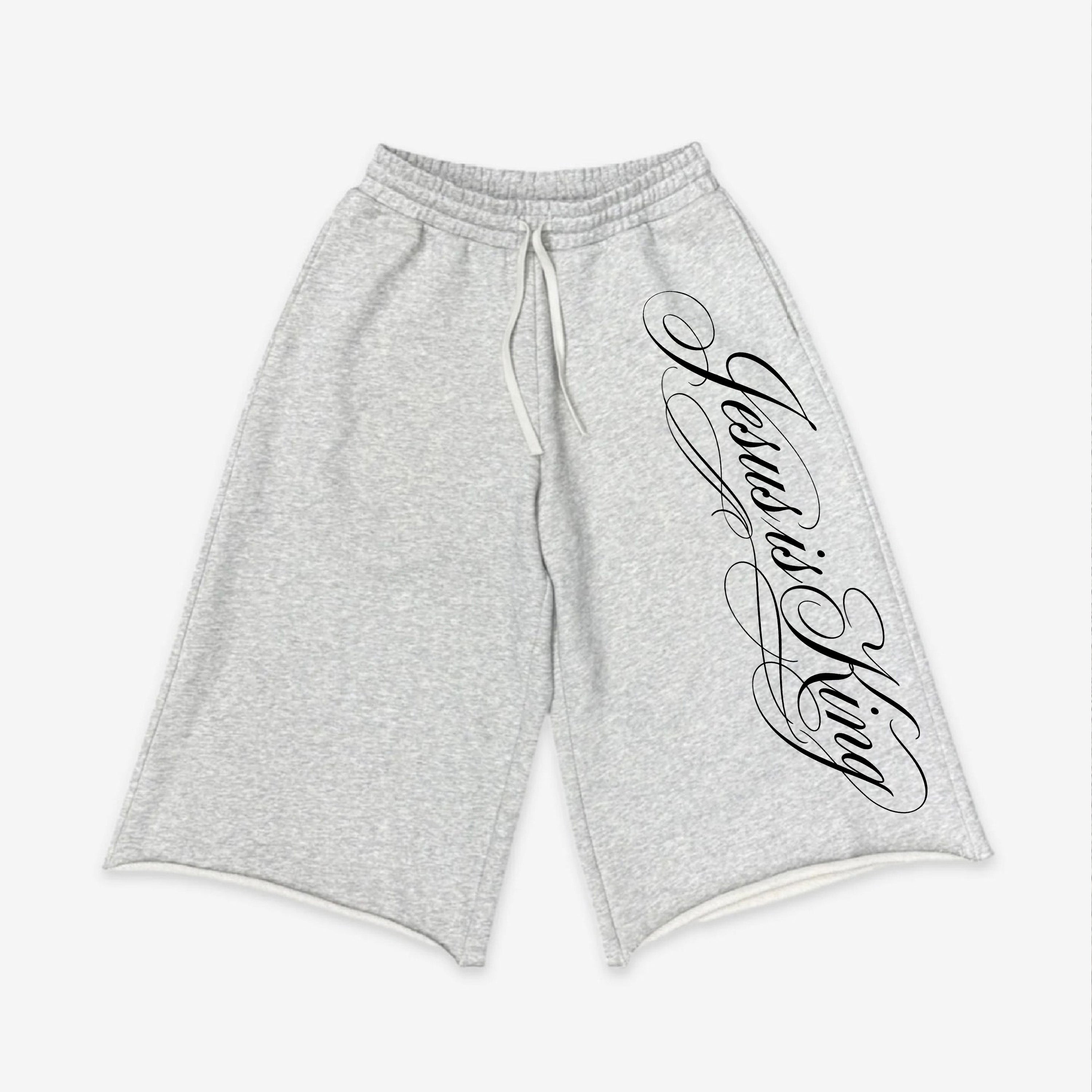 Jesus Is King Handwritten Font Design Terry Wool Capri Sweatpants