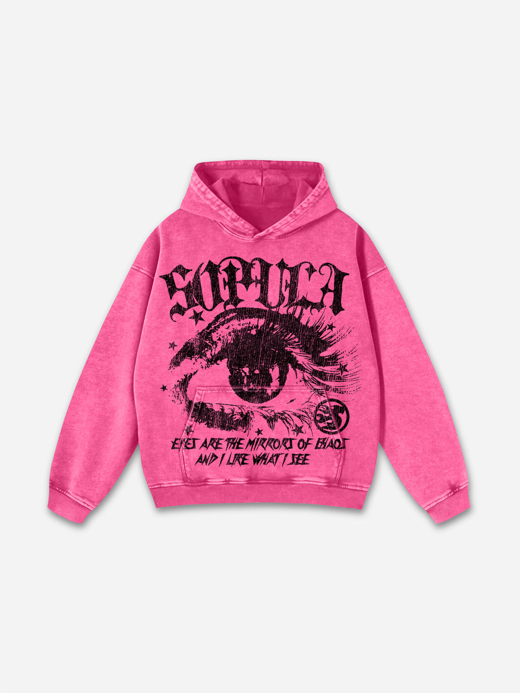 Sopula Star Eyes Graphic Acid Wash Hoodie