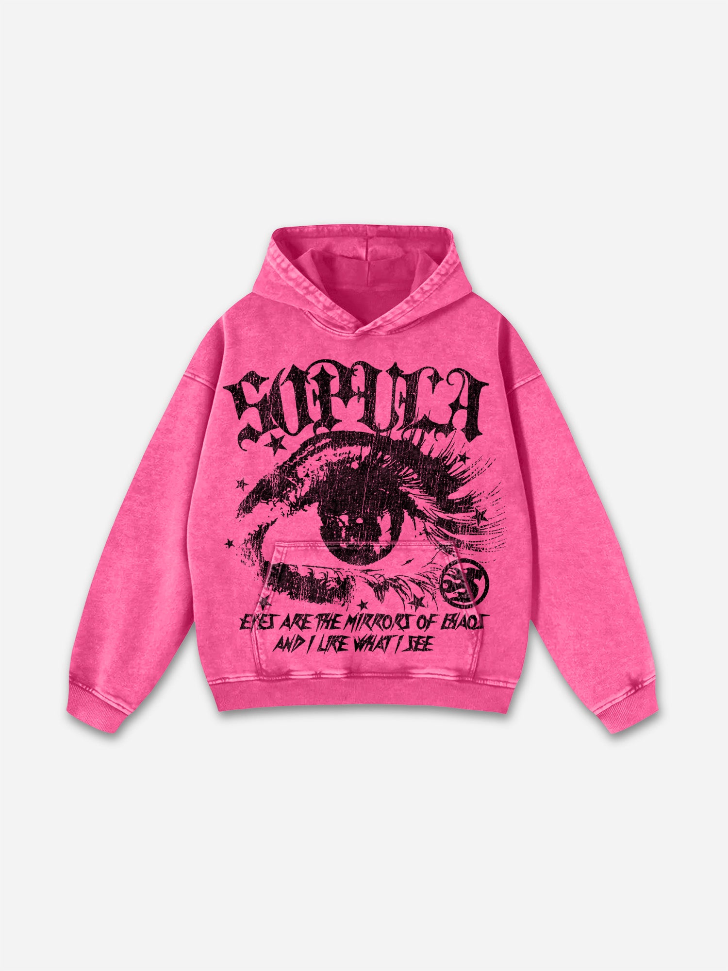 Sopula Star Eyes Graphic Acid Wash Hoodie