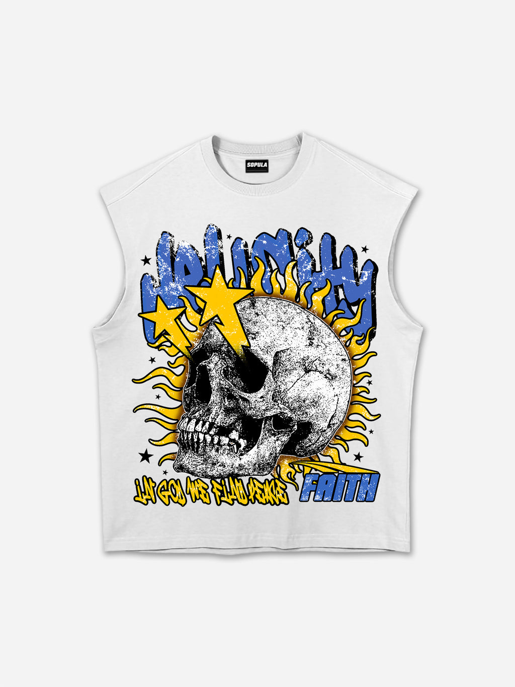 Flame Skull Hell City Faith Graphic Tank Top